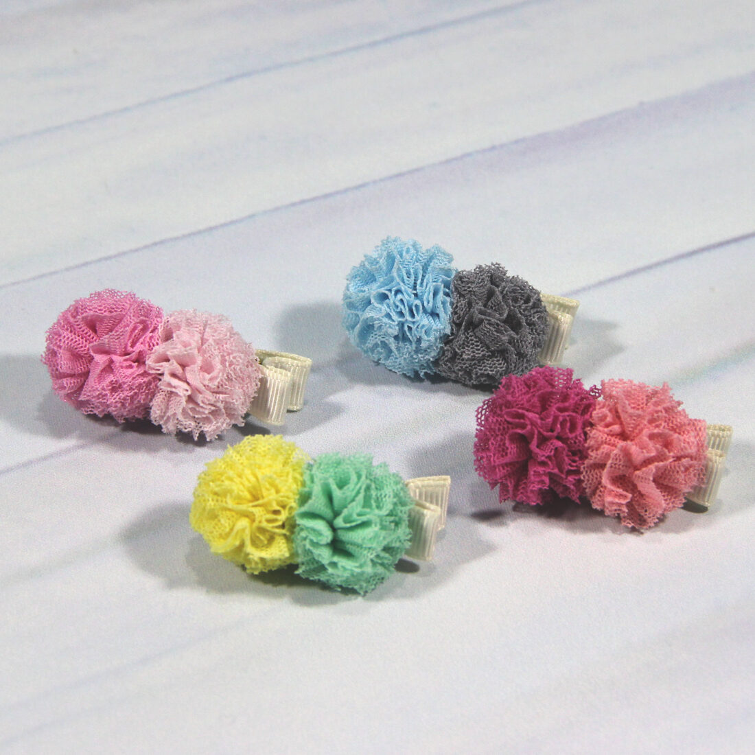 小花球髮夾 (一對)