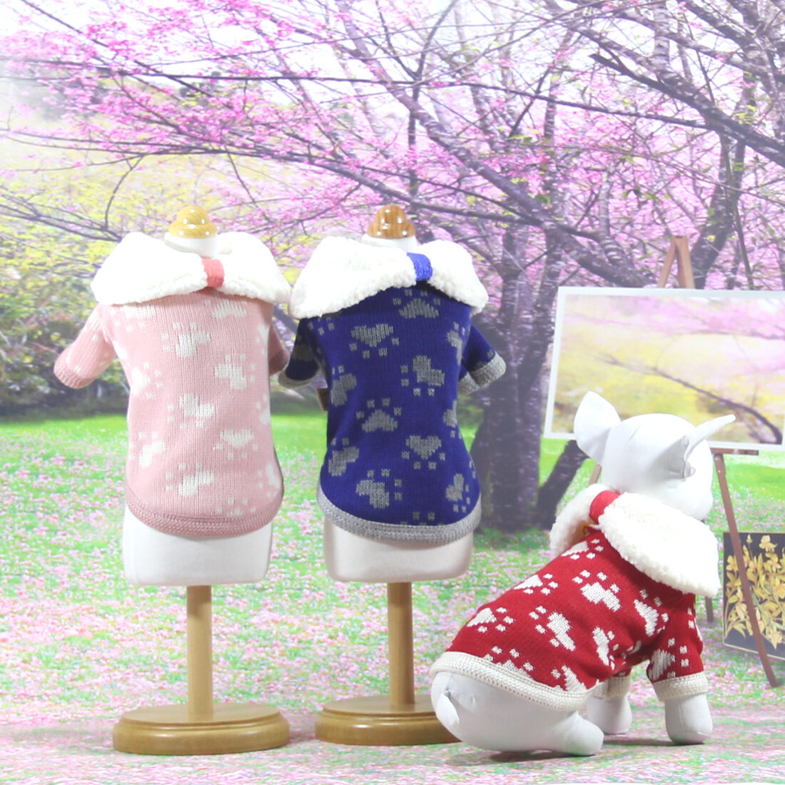 針織小腳掌毛毛領上衣