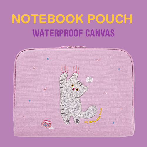韓國牛奶貓防水帆布Notebook Pouch
